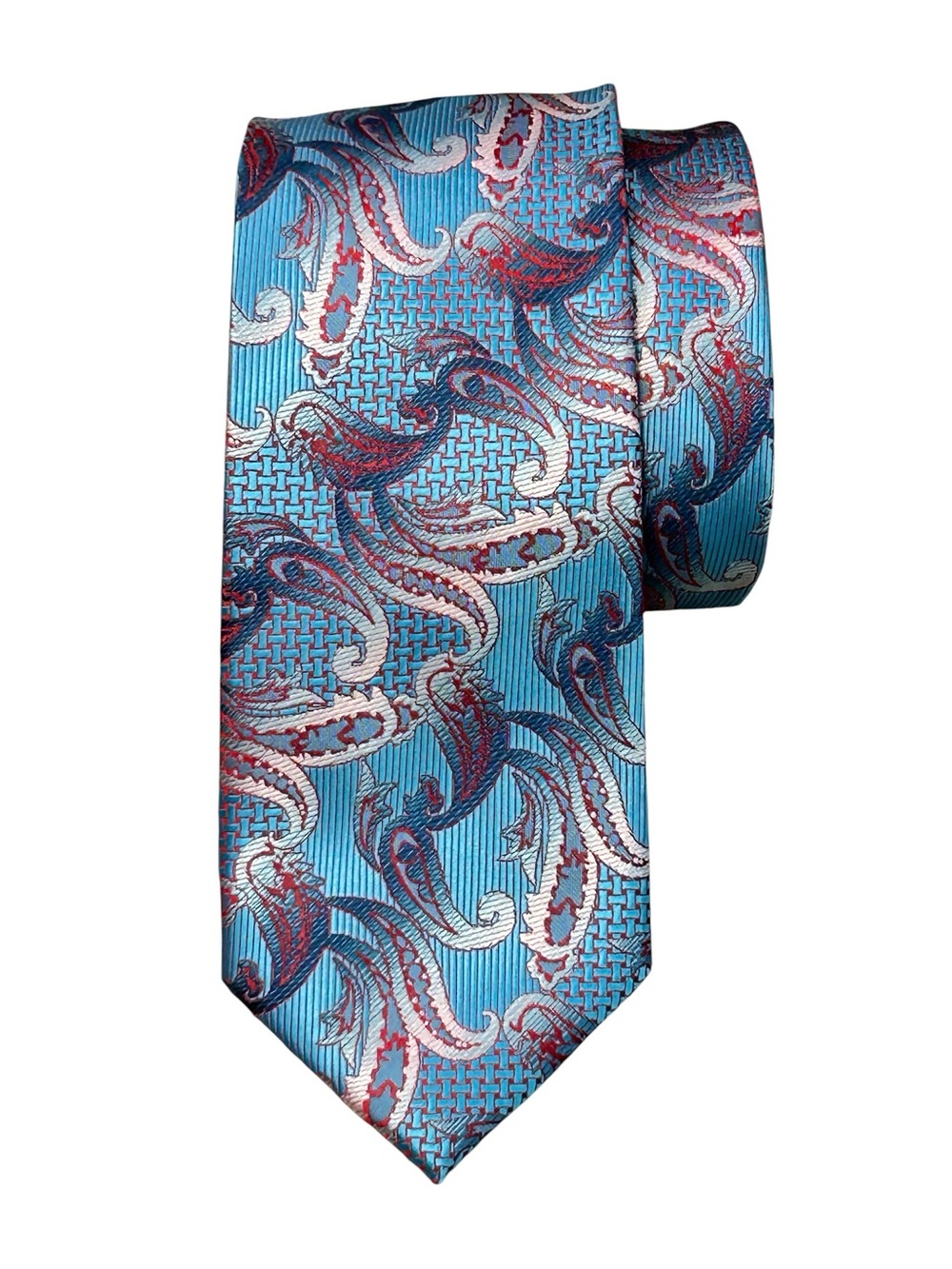 St. Patrick Neck Tie Blue Ref Silver Paisley 100% Micro‎ Fiber Formal